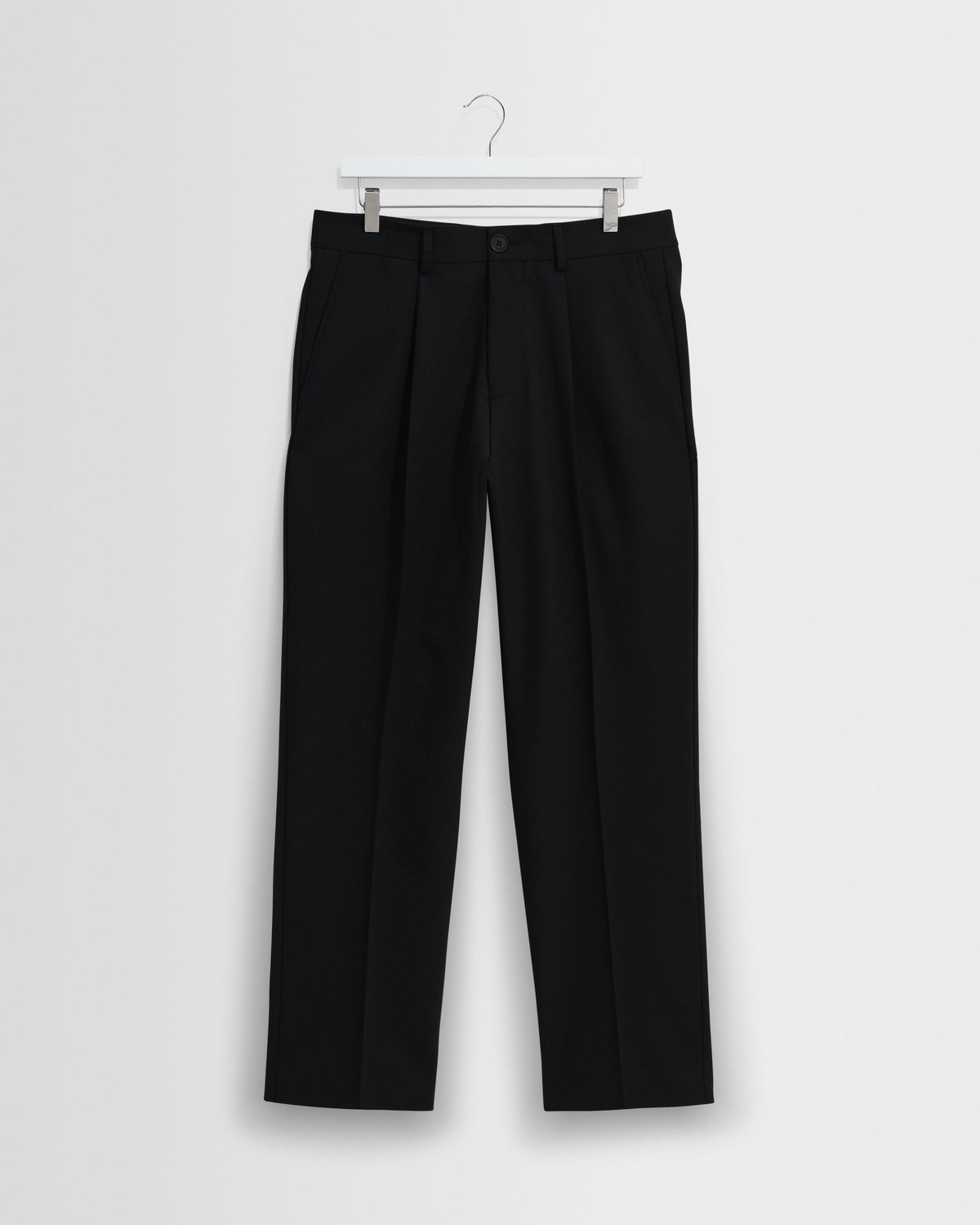 Aubyn - Black Wool Blend Twill Pleated Trousers