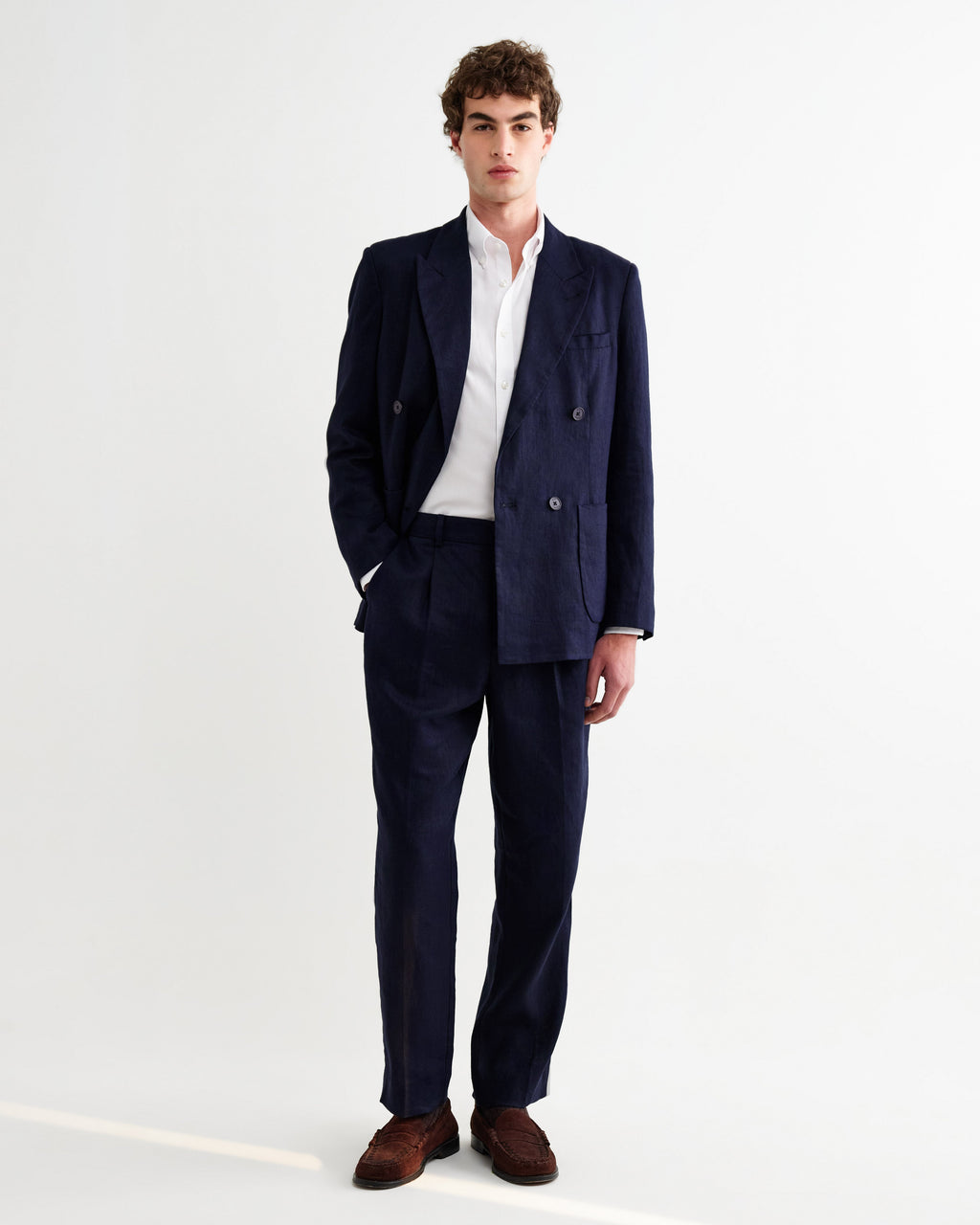 Aubyn - Navy Linen Relaxed Fit Trousers