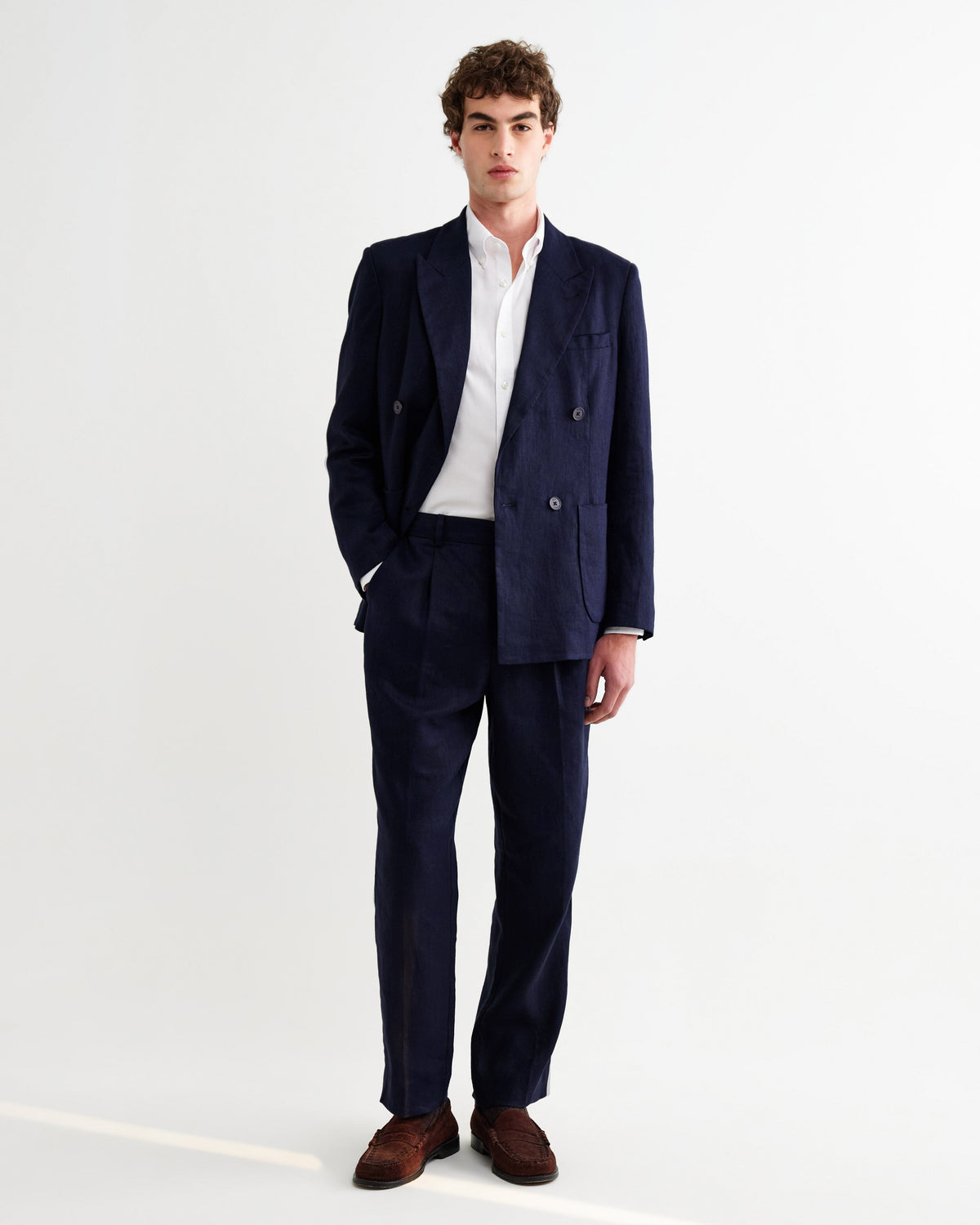 Aubyn - Navy Linen Relaxed Fit Trousers