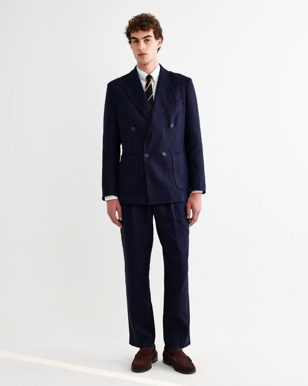 Aubyn - Navy Linen Relaxed Fit Trousers