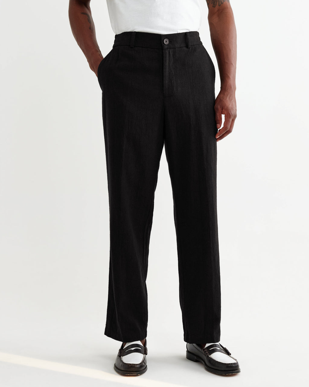 Bayham - Black Linen-Cotton Relaxed Fit Trousers