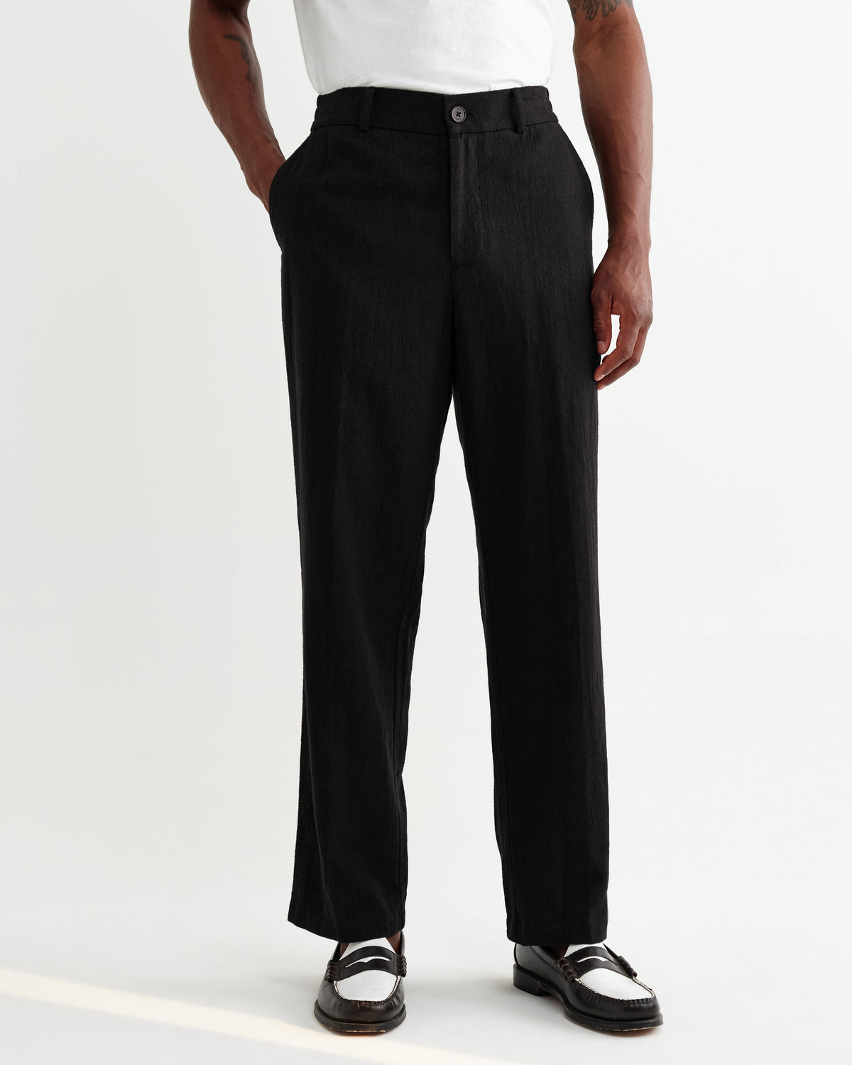 Bayham - Black Linen-Cotton Relaxed Fit Trousers