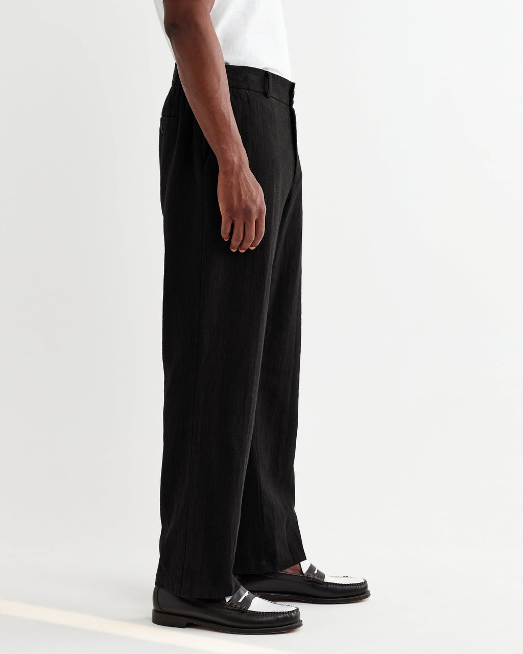 Bayham - Black Linen-Cotton Relaxed Fit Trousers