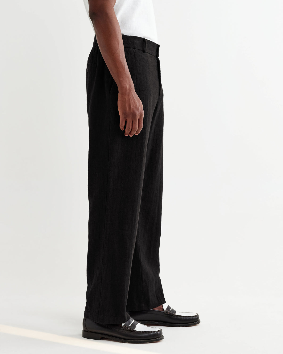 Bayham - Black Linen-Cotton Relaxed Fit Trousers