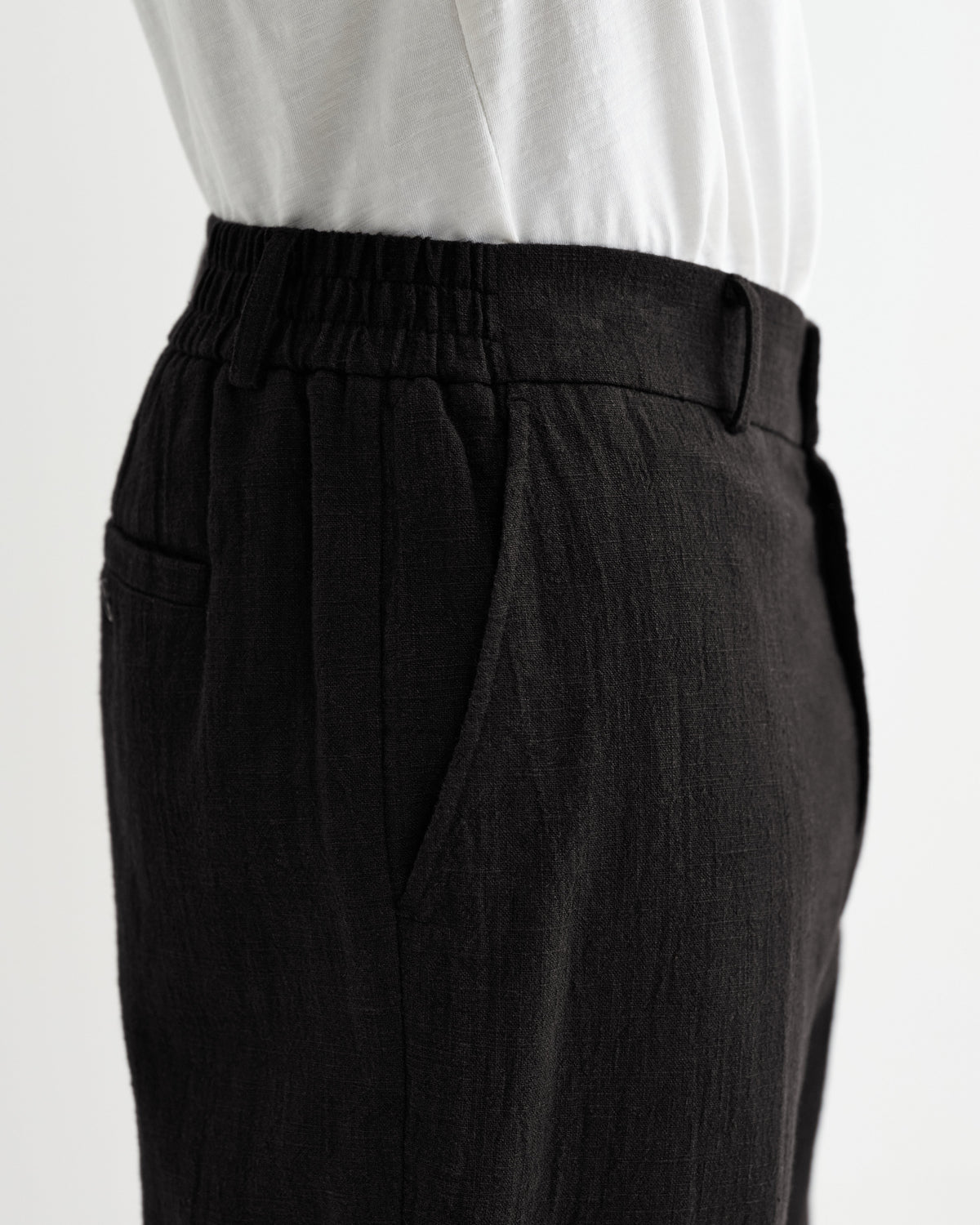 Bayham - Black Linen-Cotton Relaxed Fit Trousers