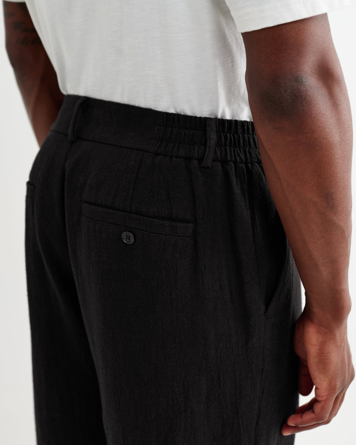 Bayham - Black Linen-Cotton Relaxed Fit Trousers