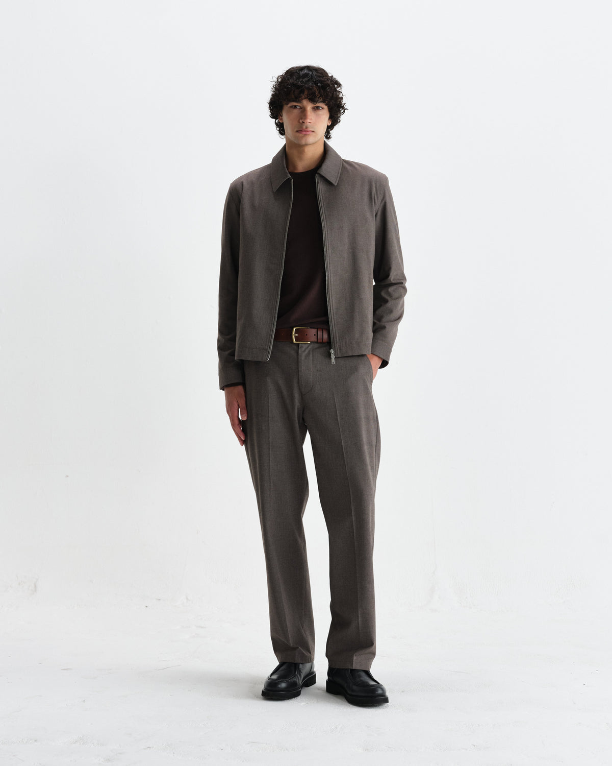 Bayham - Brown Micro Puppytooth Trousers