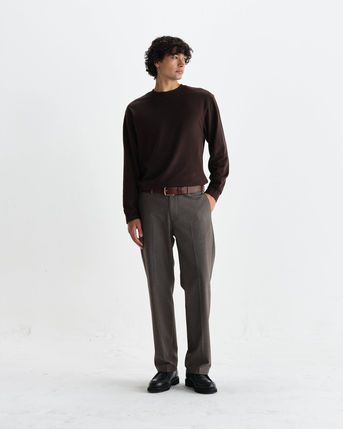 Bayham - Brown Micro Puppytooth Trousers