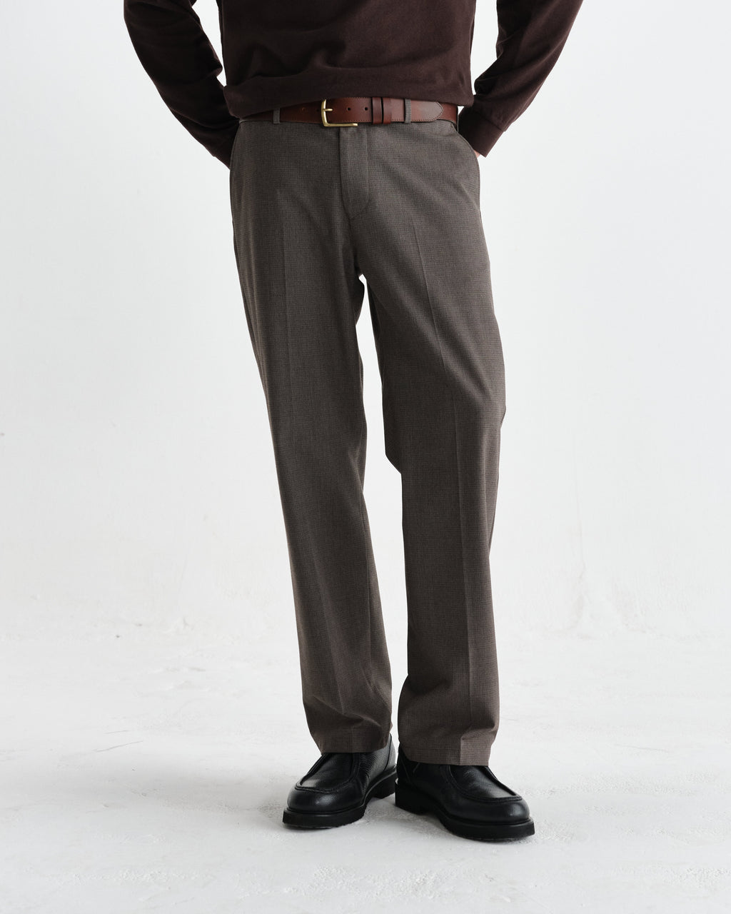 Bayham - Brown Micro Puppytooth Trousers