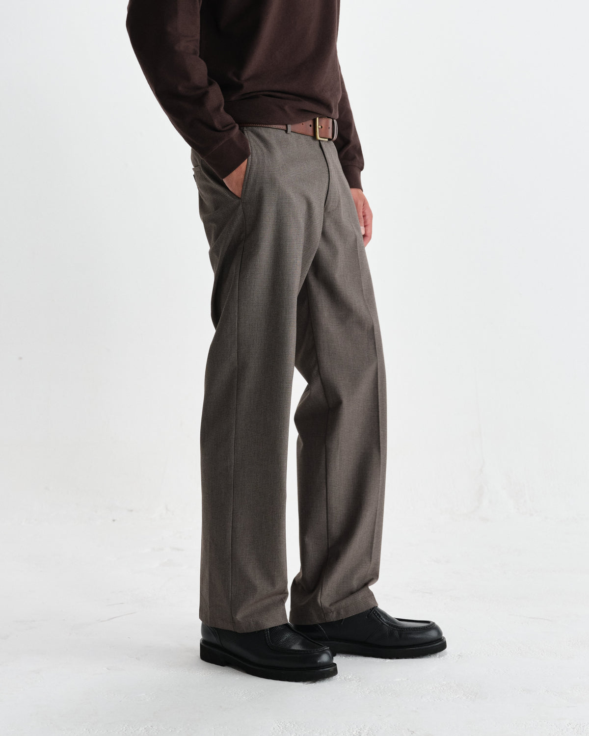 Bayham - Brown Micro Puppytooth Trousers