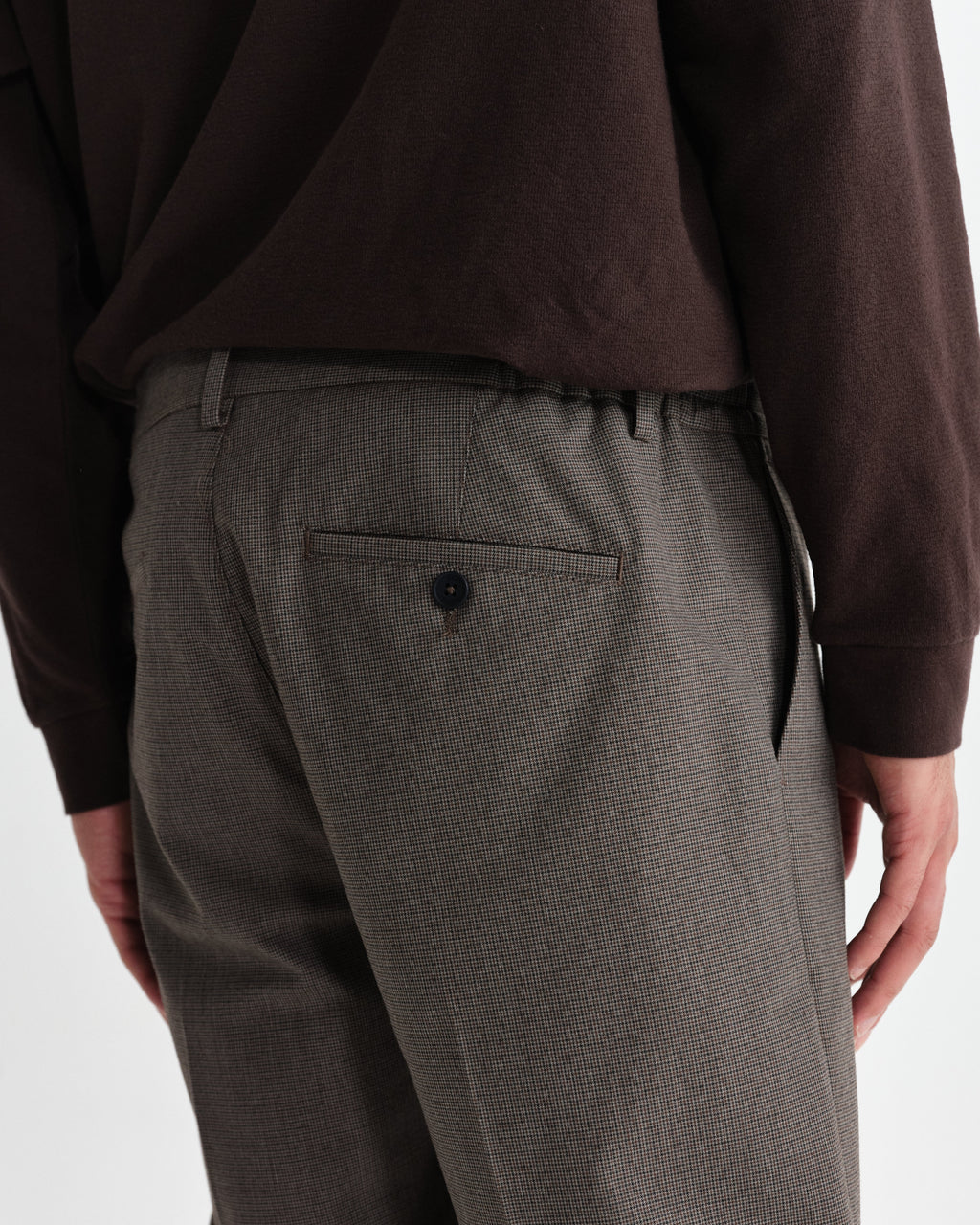 Bayham - Brown Micro Puppytooth Trousers