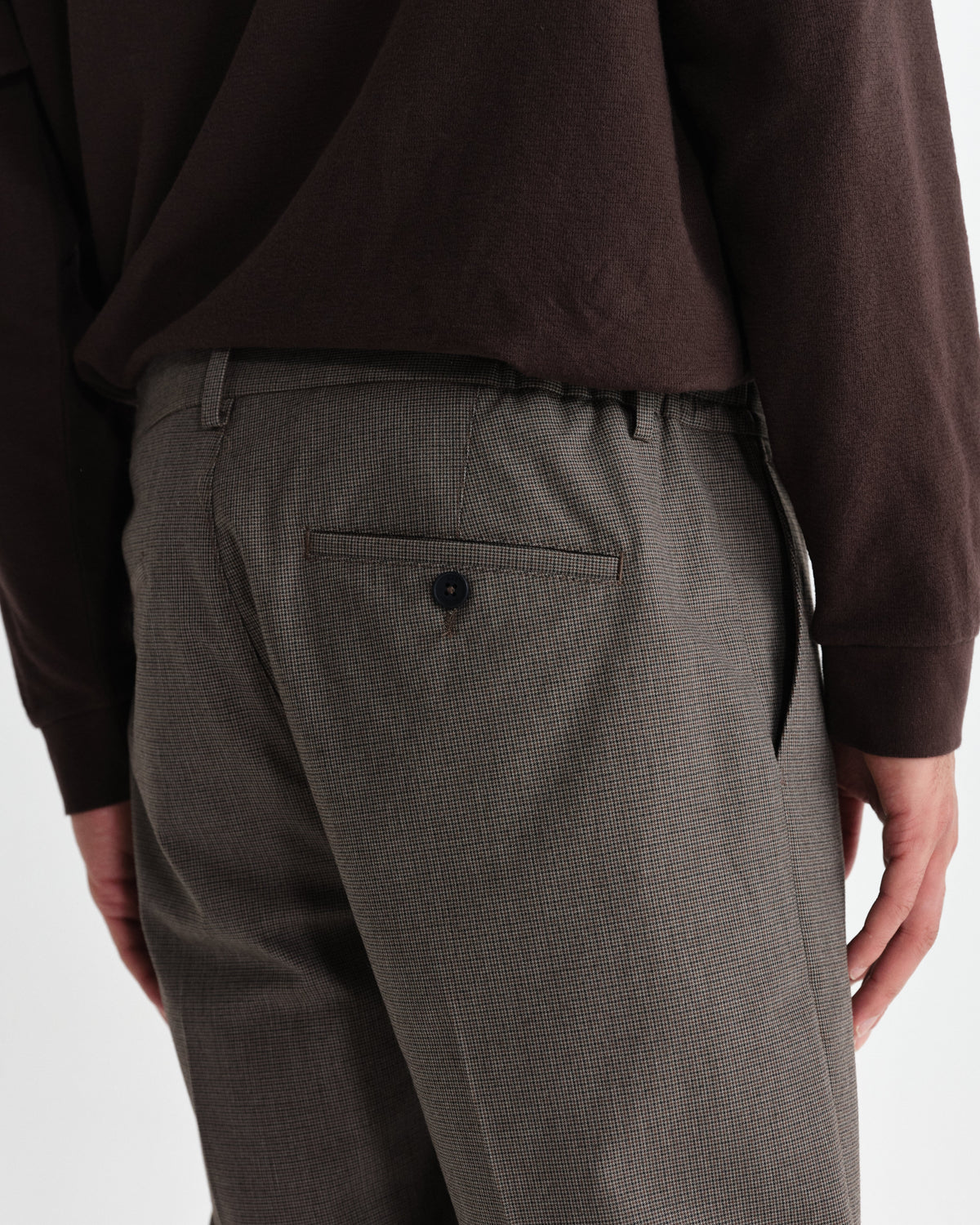 Bayham - Brown Micro Puppytooth Trousers