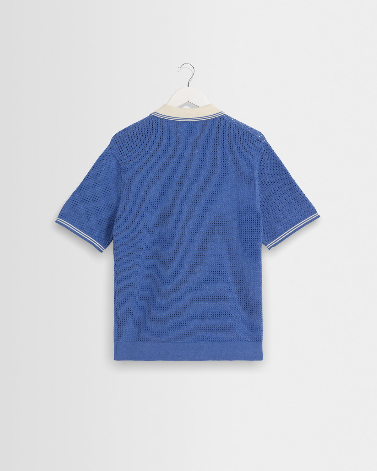 Belle - Blue Tipped Pointelle Polo Shirt