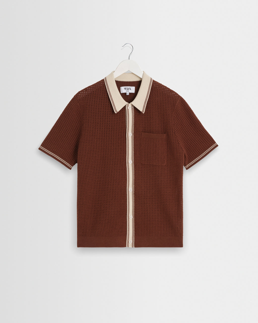 Belle - Dark Brown Tipped Pointelle Polo Shirt