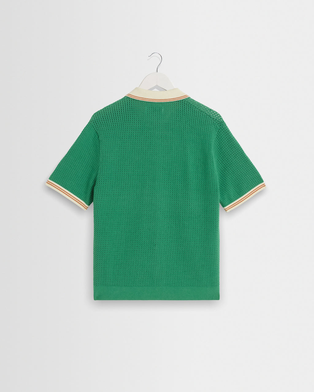 Belle - Green Tipped Pointelle Polo Shirt