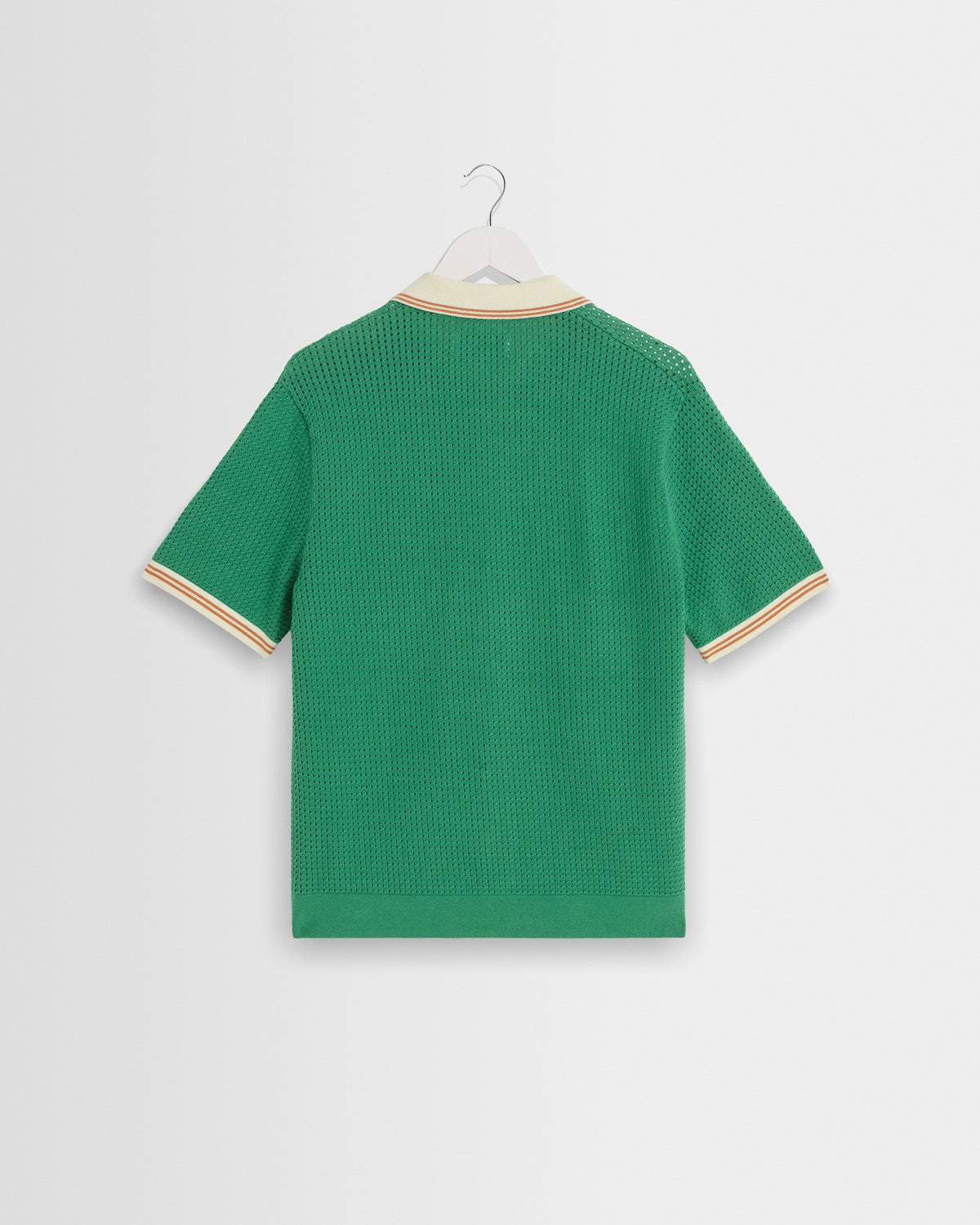 Belle - Green Tipped Pointelle Polo Shirt