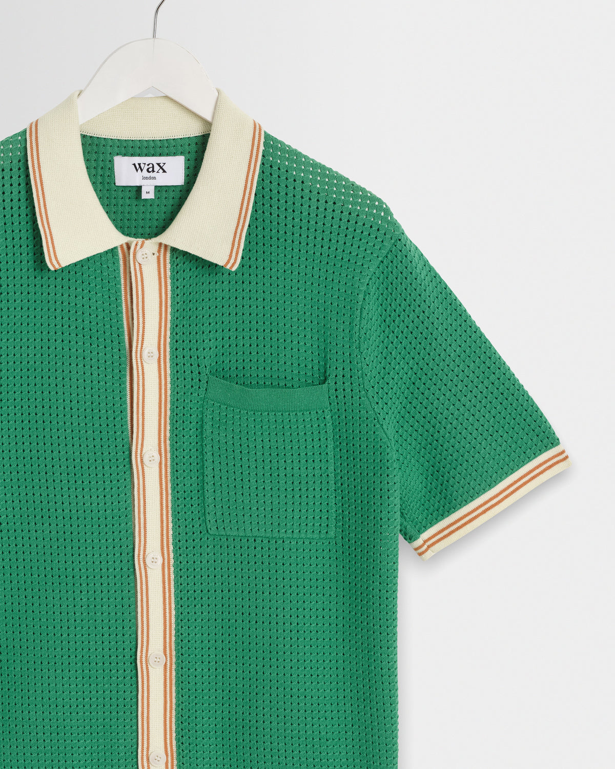 Belle - Green Tipped Pointelle Polo Shirt