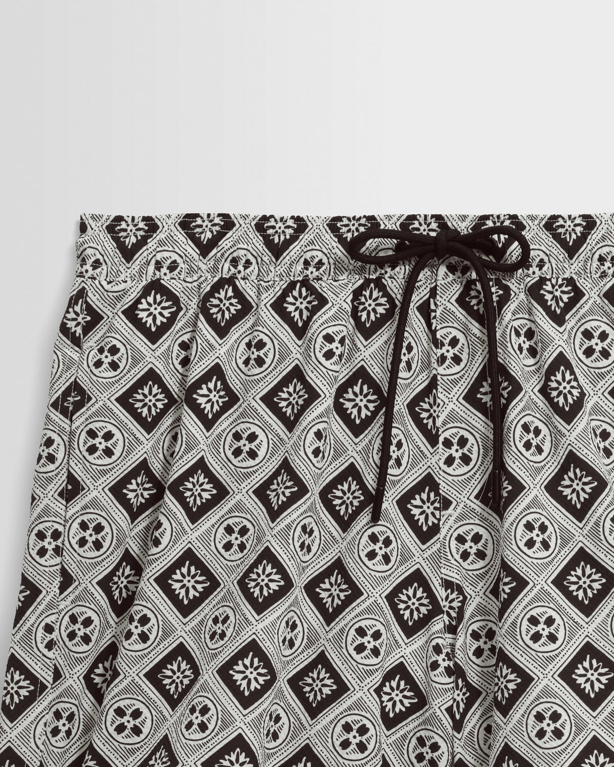Brockwell - Ecru And Black Seersucker Swim Short