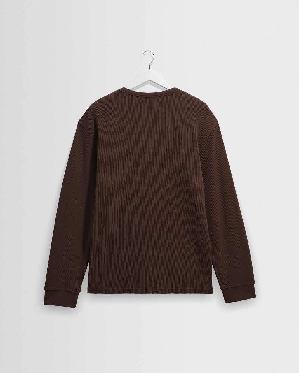 Caleb - Brown Waffle Cotton Henley Long-Sleeve T-Shirt