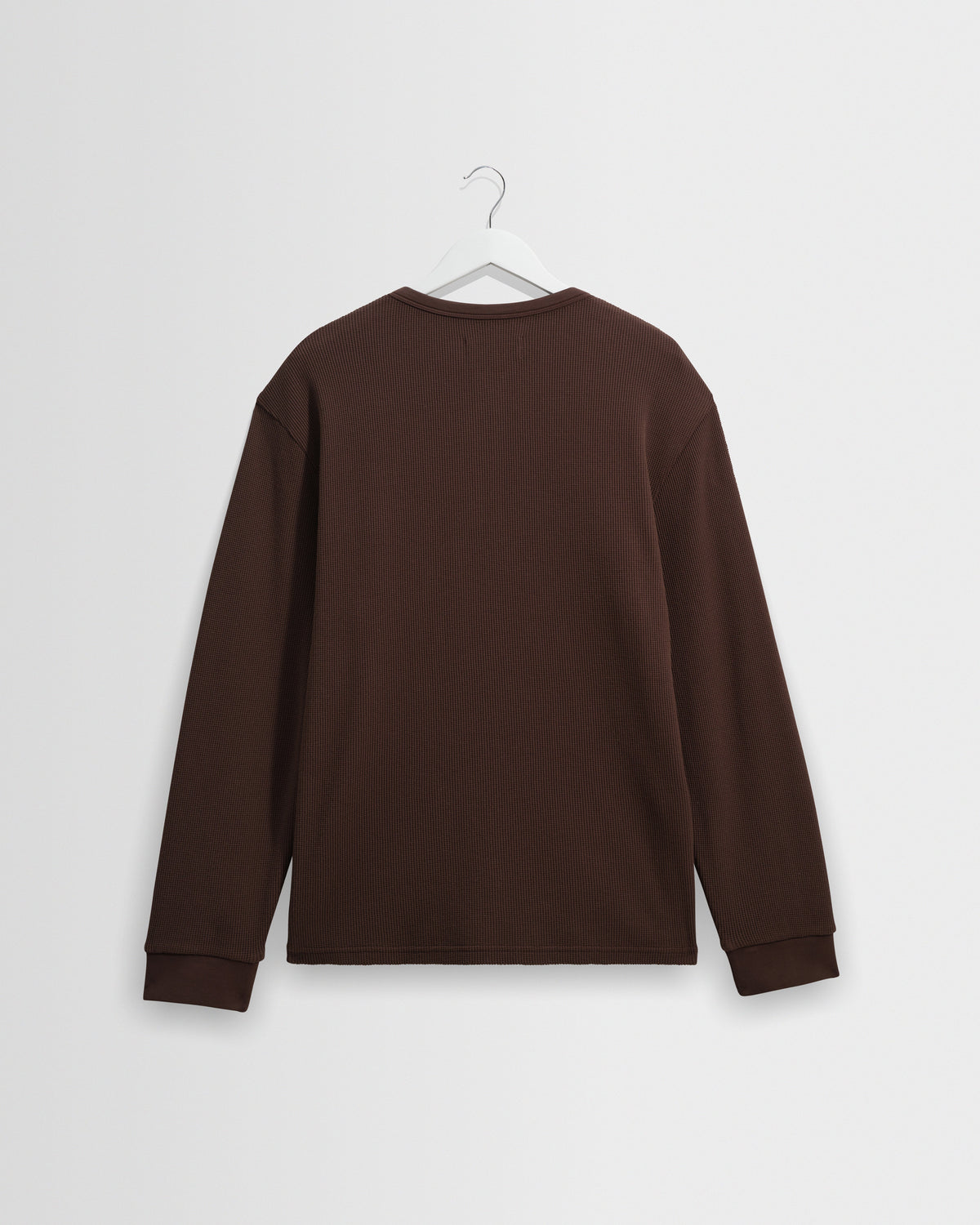 Caleb - Brown Waffle Cotton Henley Long-Sleeve T-Shirt