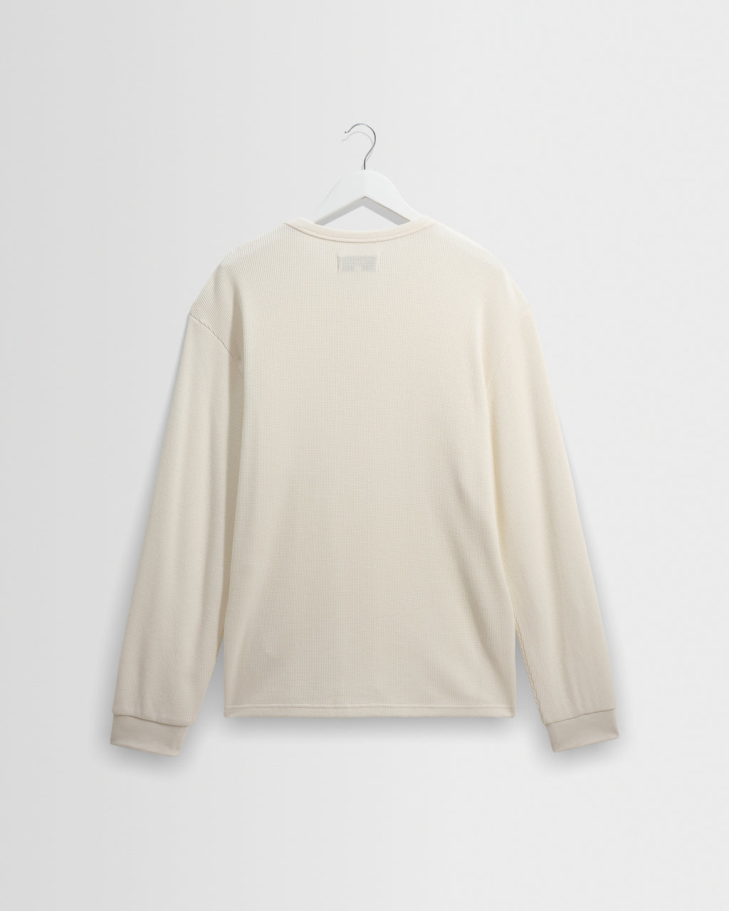 Caleb - Ecru Waffle Cotton Henley Long-Sleeve T-Shirt