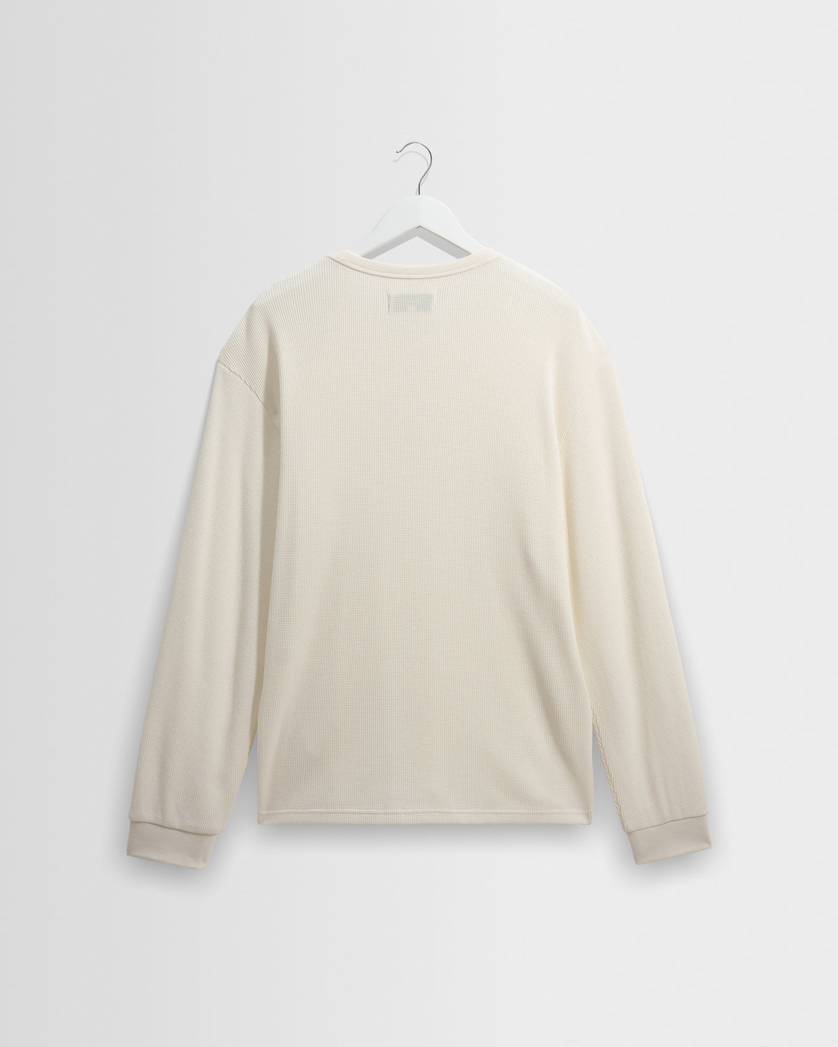 Caleb - Ecru Waffle Cotton Henley Long-Sleeve T-Shirt