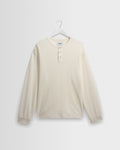 Caleb - Ecru Waffle Cotton Henley Long-Sleeve T-Shirt