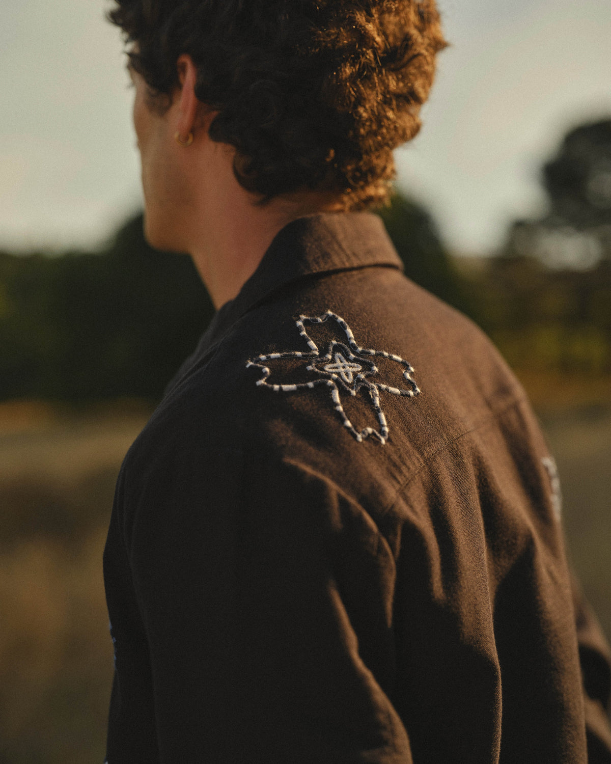 Eldon - Black Floral Embroidered Cotton Twill Jacket