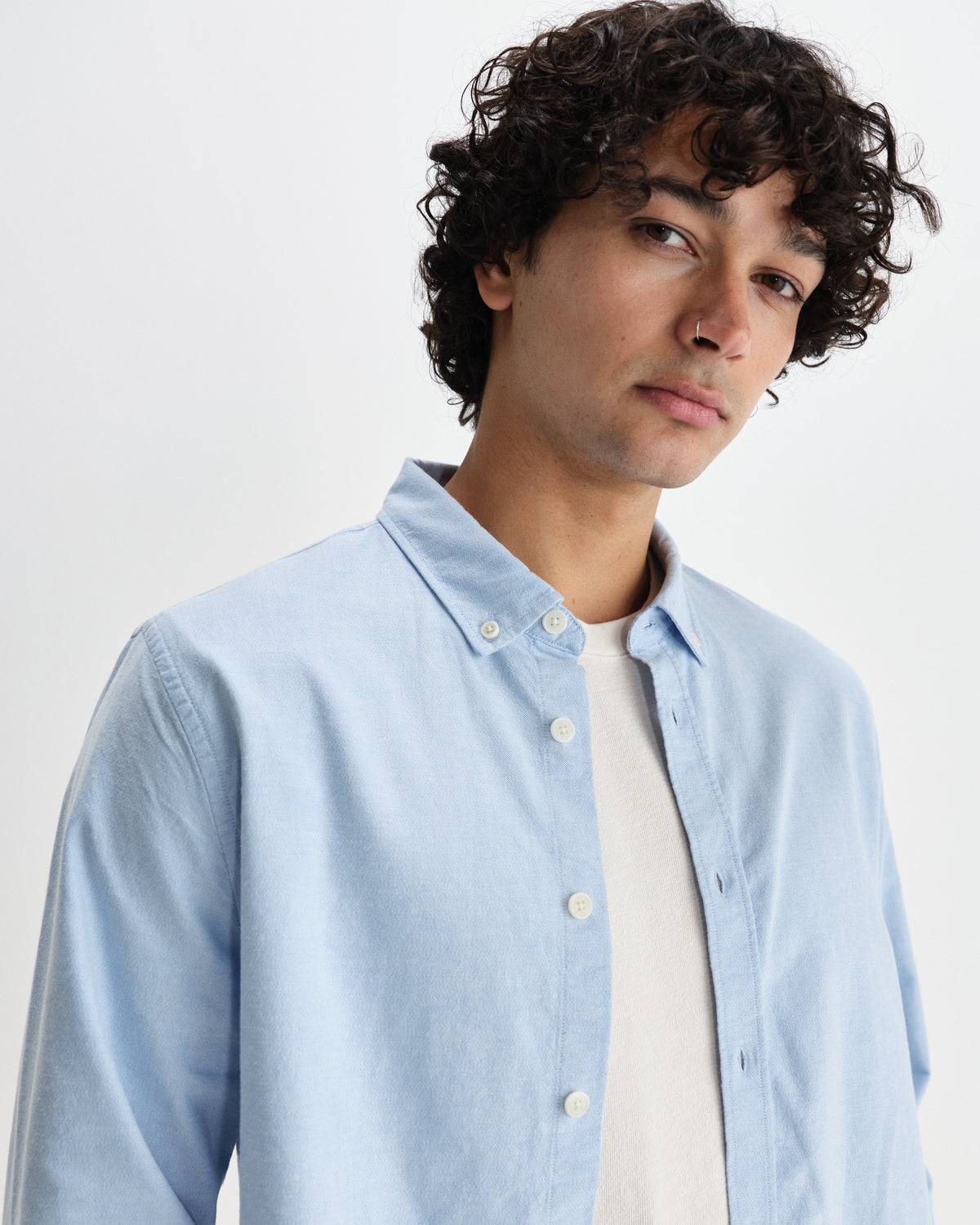 Caspian - Pale Blue Cotton Oxford Shirt