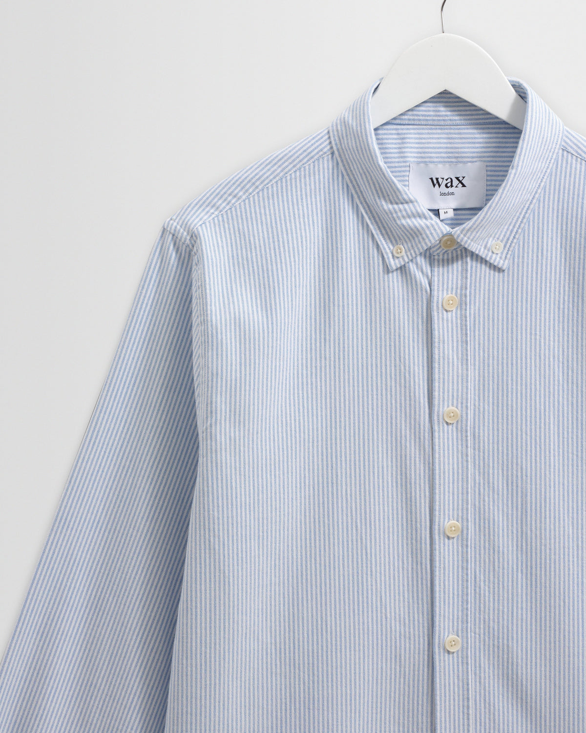 Caspian - White And Blue Stripe Cotton Oxford Shirt