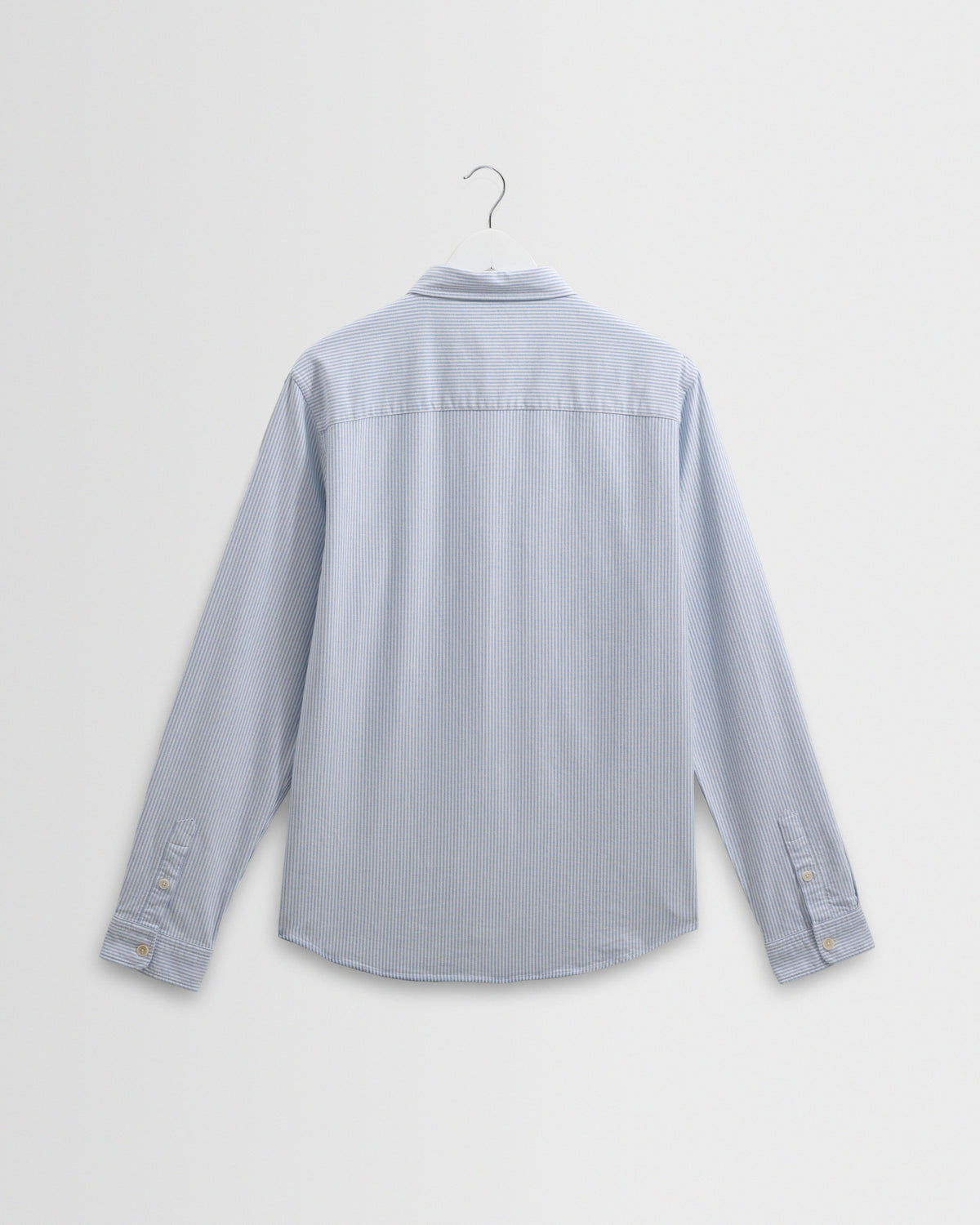 Caspian - White And Blue Stripe Cotton Oxford Shirt