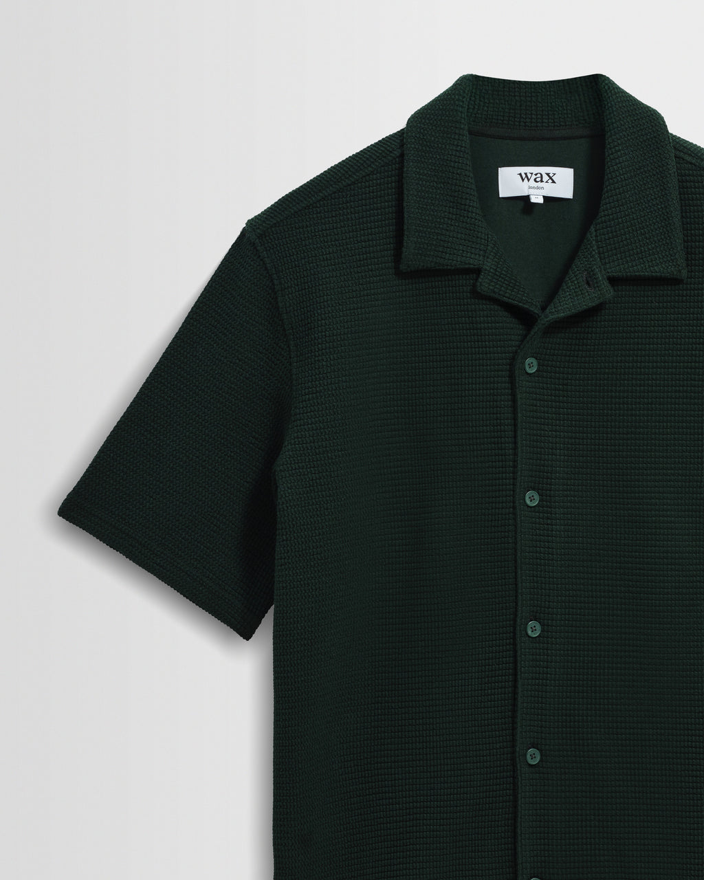 Clayland - Bottle Green Textured Waffle Short-Sleeve Shirt