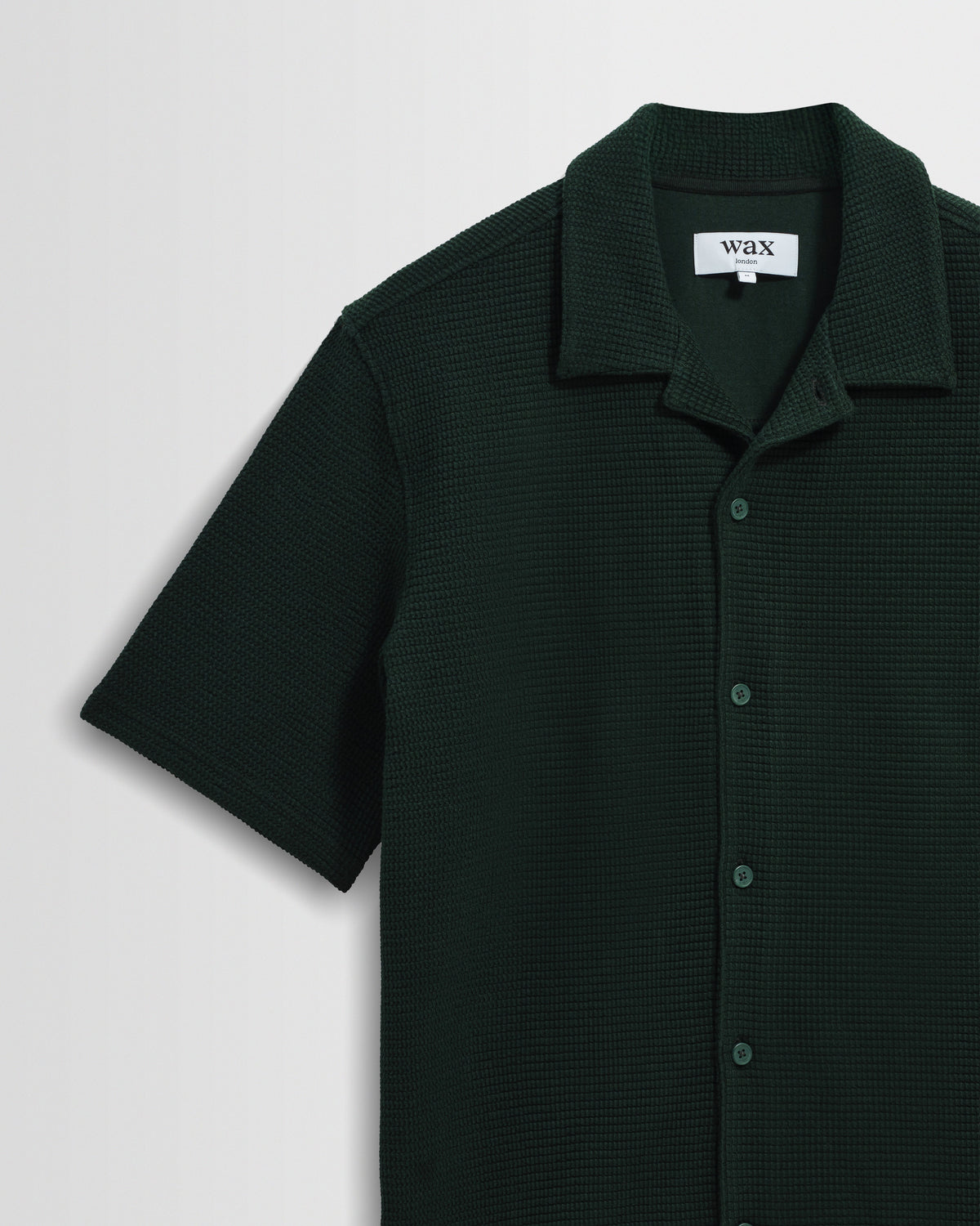 Clayland - Bottle Green Textured Waffle Short-Sleeve Shirt