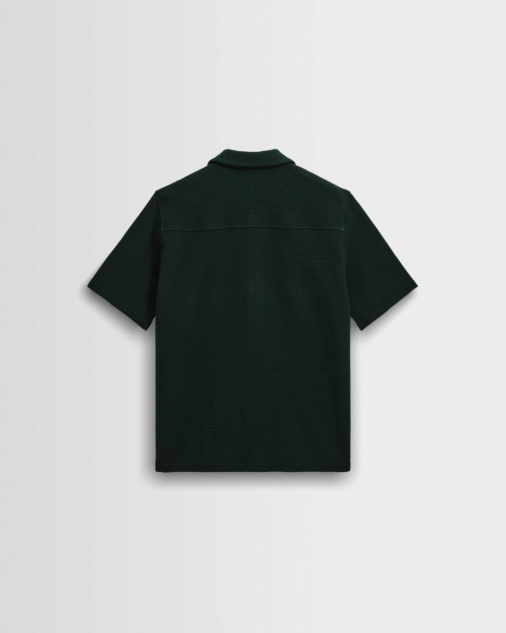 Clayland - Bottle Green Textured Waffle Short-Sleeve Shirt