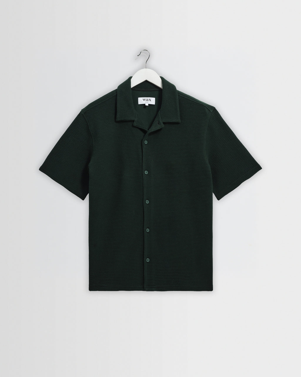 Clayland - Bottle Green Textured Waffle Short-Sleeve Shirt
