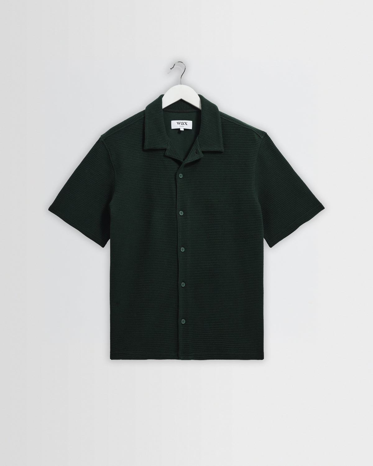 Clayland - Bottle Green Textured Waffle Short-Sleeve Shirt