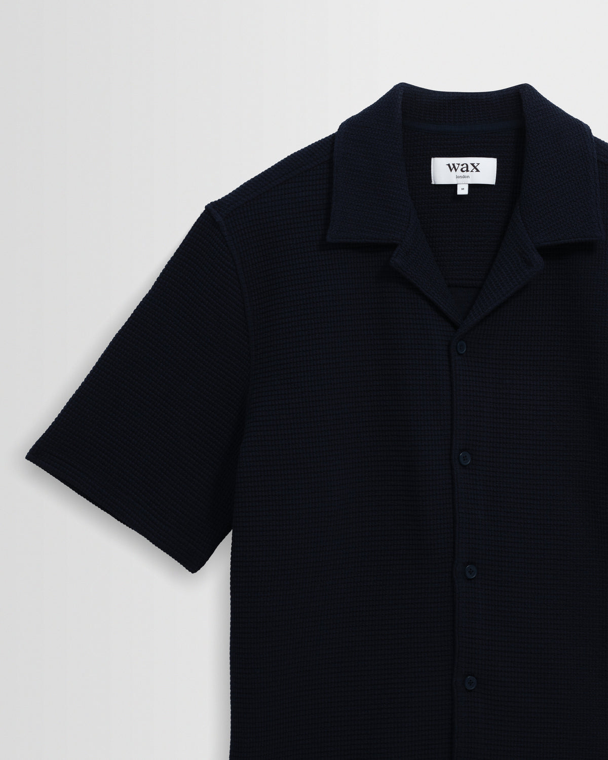 Clayland - Navy Textured Waffle Short-Sleeve Shirt