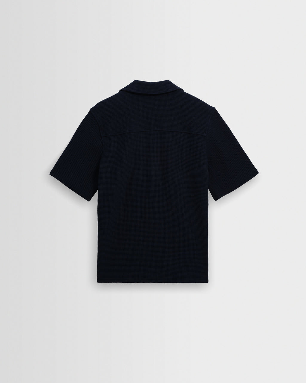 Clayland - Navy Textured Waffle Short-Sleeve Shirt