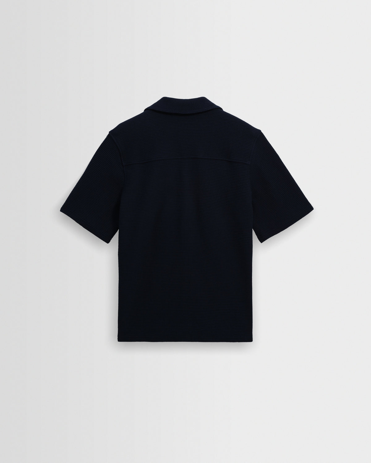 Clayland - Navy Textured Waffle Short-Sleeve Shirt