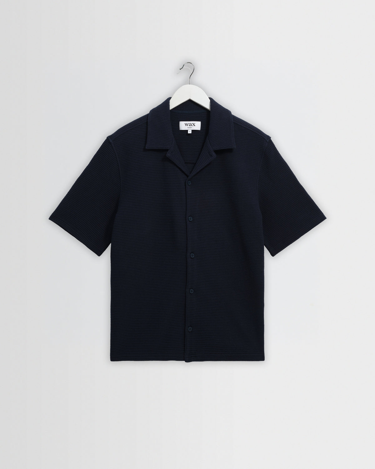 Clayland - Navy Textured Waffle Short-Sleeve Shirt