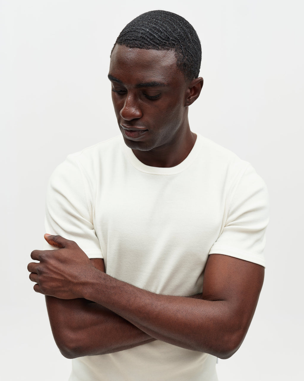 Cole - Off White Ribbed Cotton Slim-Fit T-Shirt