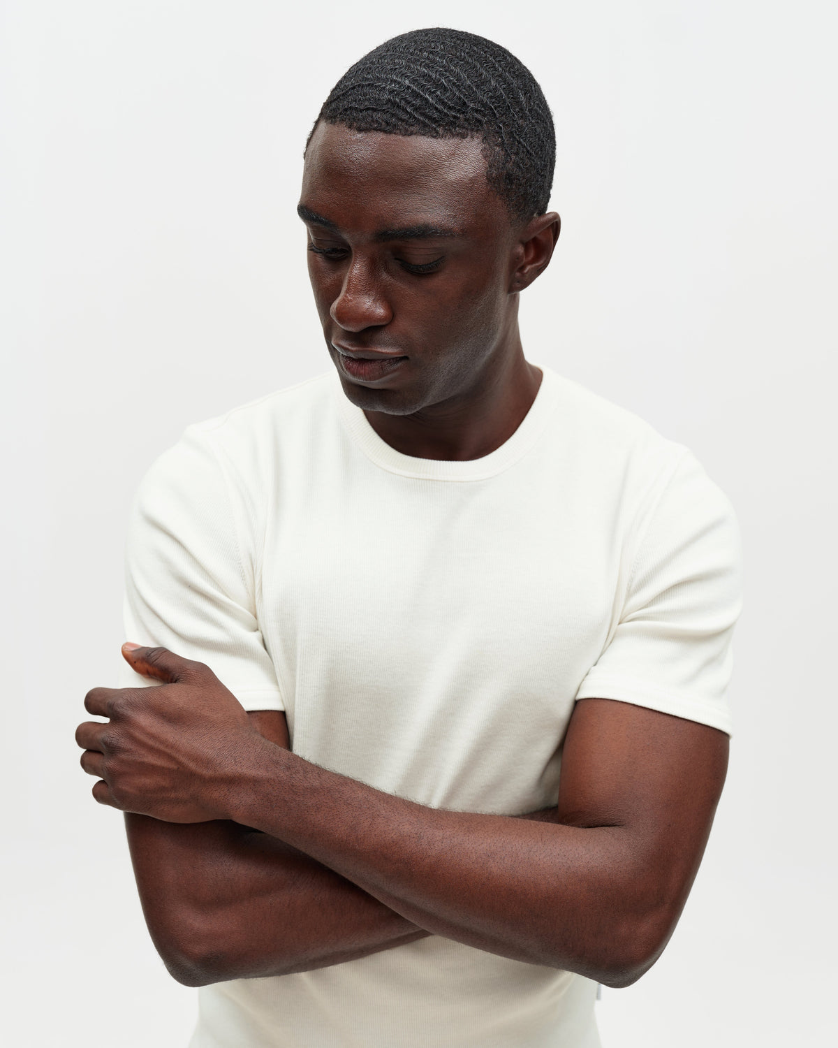 Cole - Off White Ribbed Cotton Slim-Fit T-Shirt