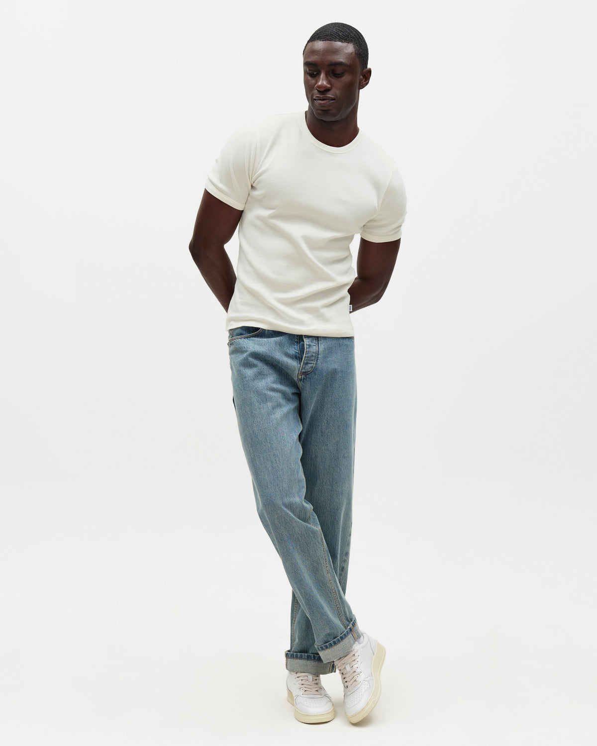 Cole - Off White Ribbed Cotton Slim-Fit T-Shirt