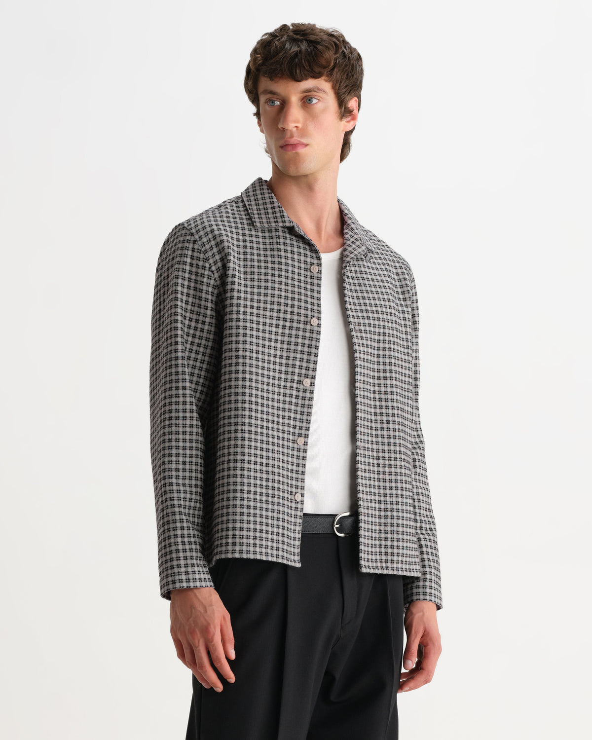 Corey - Black And Ecru Mini Check Shirt