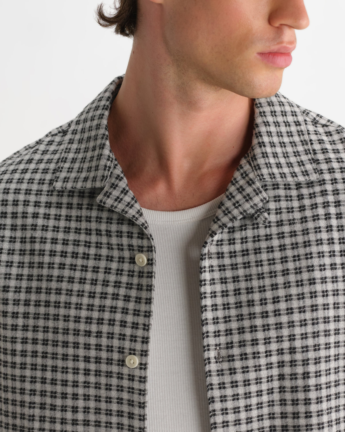 Corey - Black And Ecru Mini Check Shirt