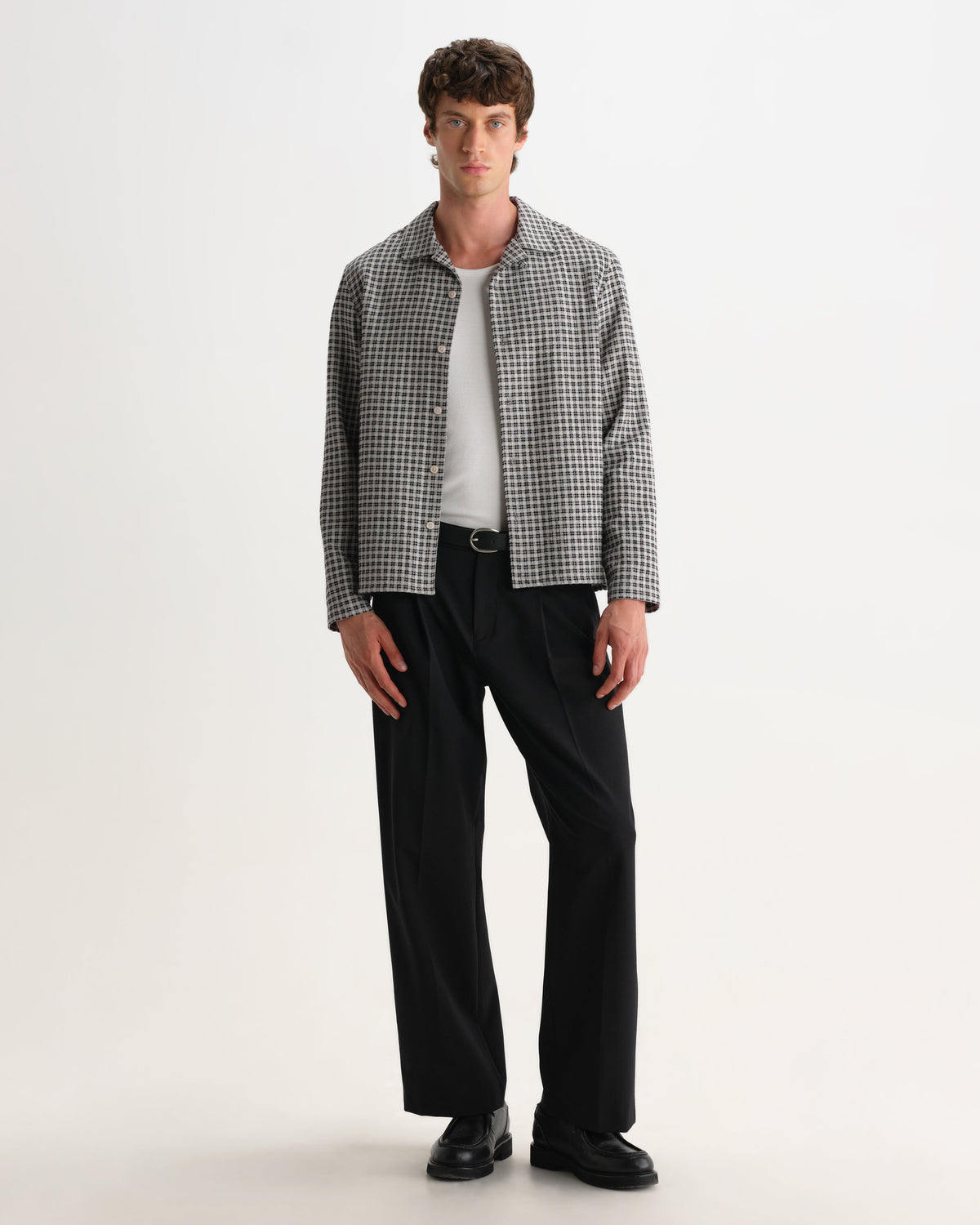 Corey - Black And Ecru Mini Check Shirt