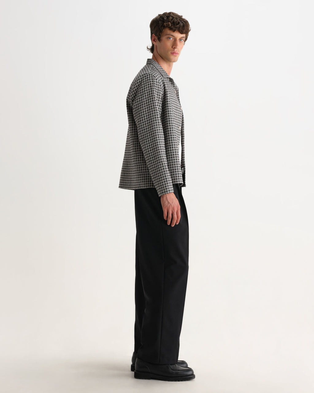 Corey - Black And Ecru Mini Check Shirt