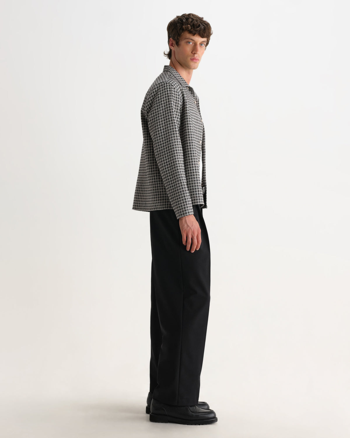 Corey - Black And Ecru Mini Check Shirt