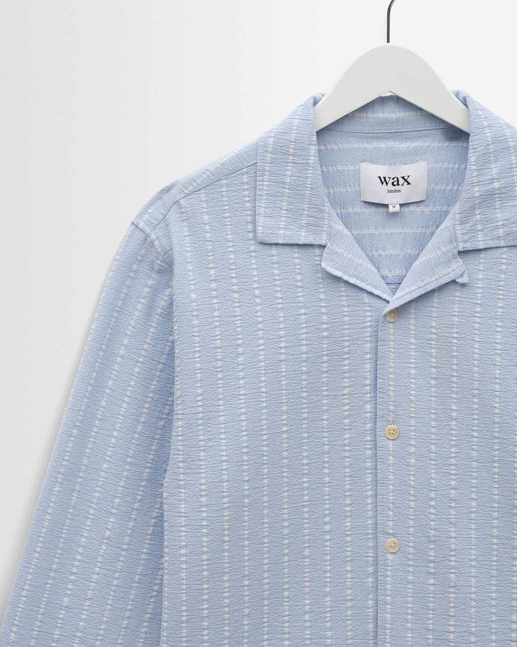 Corey - Blue And Ecru Seersucker-Cotton Stripe Shirt