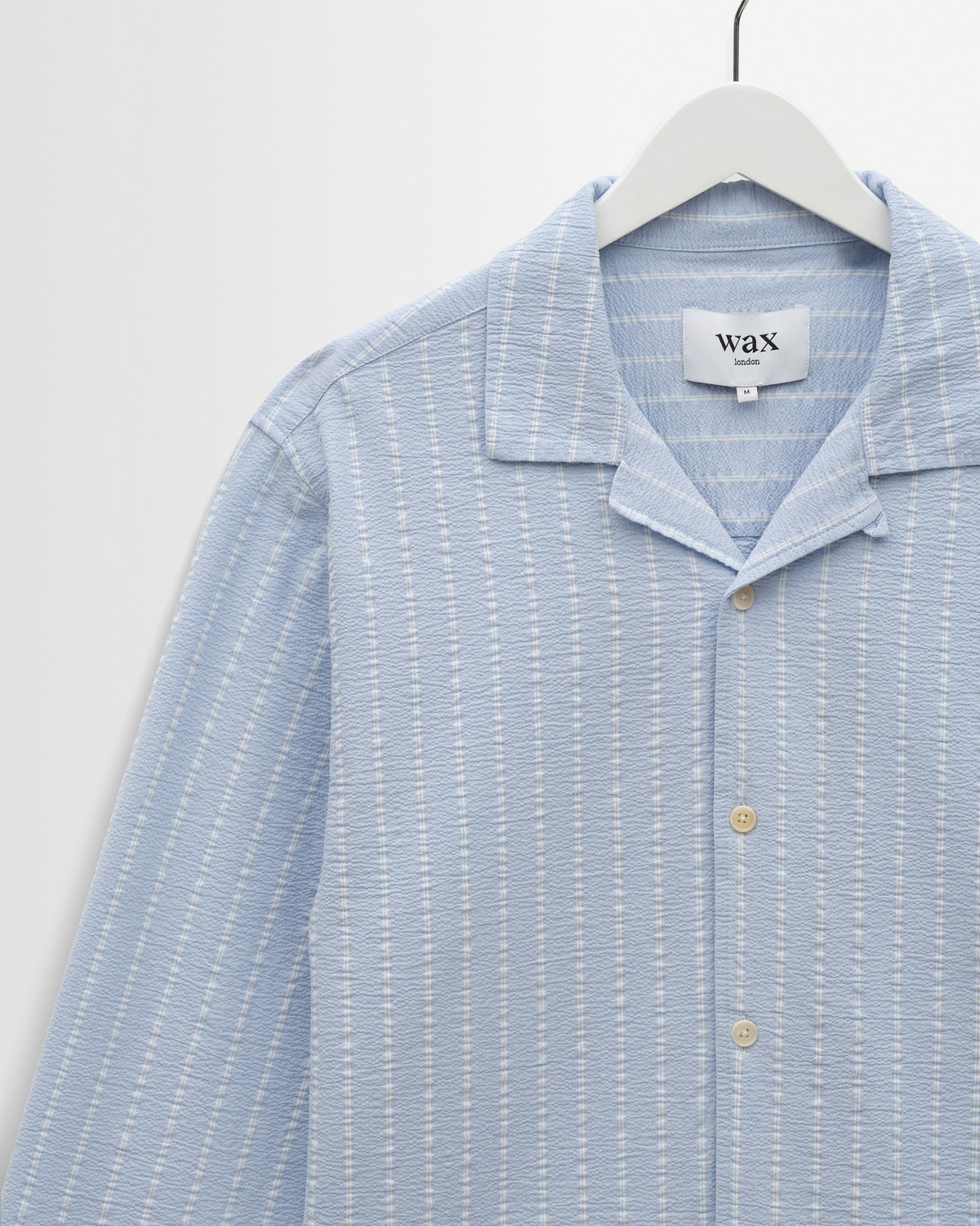 Corey - Blue And Ecru Seersucker-Cotton Stripe Shirt
